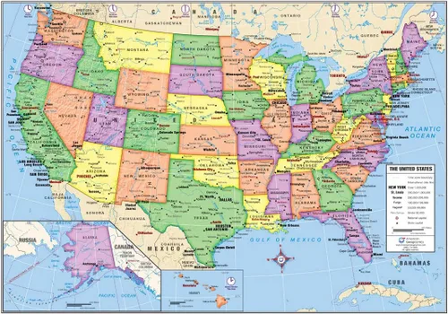 Miniatura 2 de Mapa de escritorio de Estados Unidos y el mundo (laminado de 13 x 18 pulgadas) para estudiantes, uso doméstico o en el aula por Lighthouse