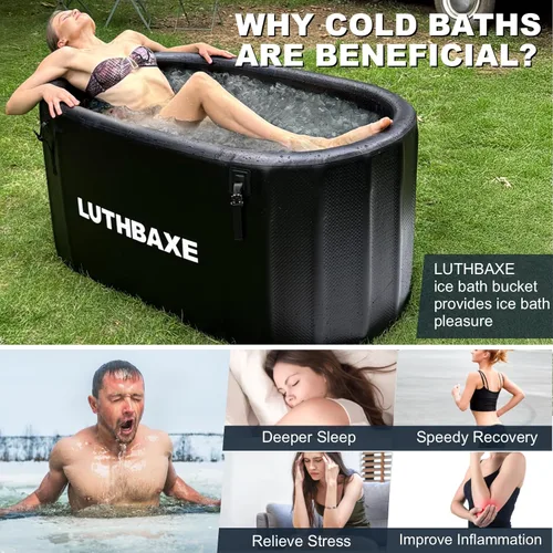 Miniatura 3 de Cold Plunge Bañera inflable independiente mejorada de 218 galones con diseño duradero de 5 capas Baño portátil de agua fría para la recuperación