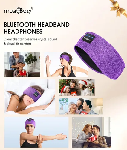 Miniatura 8 de MUSICOZY - Diadema para dormir con auriculares Bluetooth 5.4, audífonos inalámbricos con máscara para los ojos, orejeras HD para entrenamiento