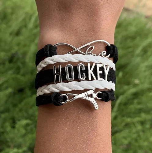 Miniatura 6 de Pulsera con dije de hockey, joyería de hockey sobre hielo, pulsera de hockey con amor infinito, regalo para ella