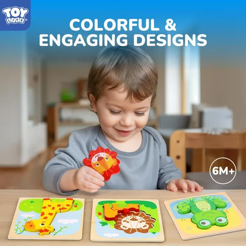 Miniatura 7 de TOY Life - Rompecabezas de madera para niños de 1 a 3 años, rompecabezas para niños, rompecabezas para bebés, juguetes Montessori para niños y niñas