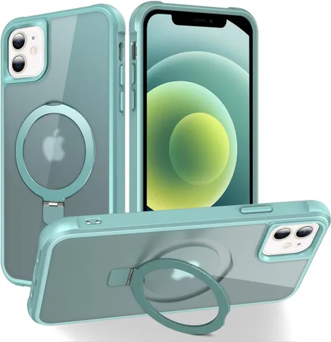 Miniatura 91 de CHAOFEnG Funda magnética compatible con iPhone 11 con soporte, prueba de caídas de grado militar, compatible con imán, anillo translúcido, parte
