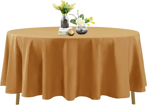 Miniatura 89 de Mantel de poliéster lavable de 90 pulgadas, resistente a las manchas y a las arrugas, mantel decorativo para mesa de comedor, fiestas de bufé y Negro