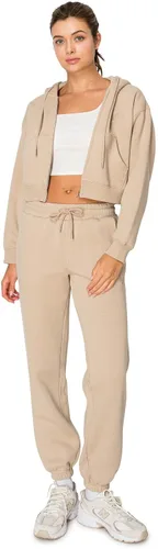 Miniatura 50 de Cali1850 Pantalón deportivo Cloud Nine Fleece para mujer, cintura alta, ajuste holgado, dos bolsillos, cintura elástica con cordón