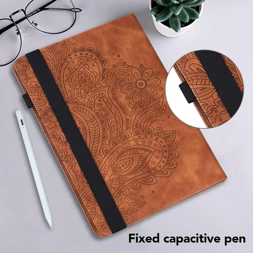 Miniatura 7 de Funda para Xiaomi Redmi Pad 10.61 Pulgadas 2022, Diseño En Relieve Pavo Real Floral PU Funda De Cuero Flip Stand Con Soporte De Bolígrafo Banda