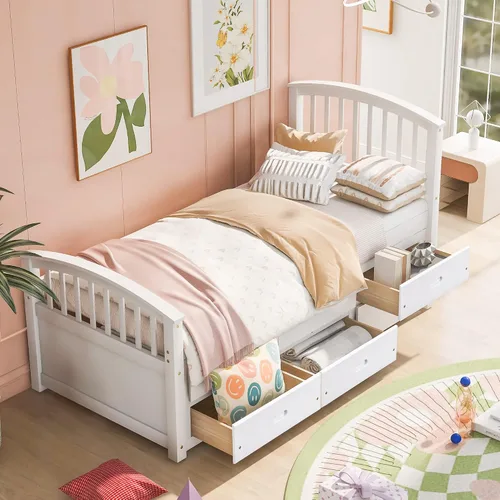 Miniatura 12 de Harper & Bright Designs Base de cama de plataforma individual con 6 cajones de almacenamiento, sofá cama individual con almacenamiento, cama capitán