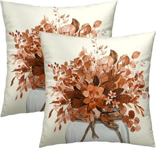 Miniatura 45 de Juego de 2 fundas de cojín decorativas con bandera americana y flores de amapola roja y azul, 16 x 16 pulgadas, fundas cuadradas para sofá, sillón