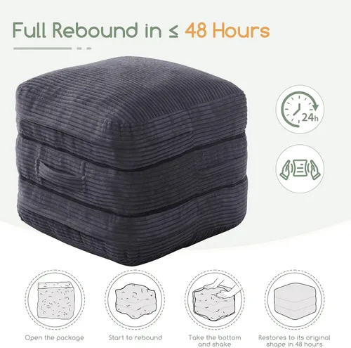 Miniatura 6 de HIGOGOGO Puf otomano de relleno cuadrado moderno relleno de espuma pufs de 20 x 18 pulgadas, otomanos modulares separados en cojines de suelo
