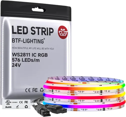Miniatura 21 de BTF-LIGHTING FCOB WS2811 IC RGB Tira de LED COB 864LED/m Flexible Alta Densidad Luz Uniforme de Perseguida de Color DC12V 5 m 24IC/m 12mm de Ancho