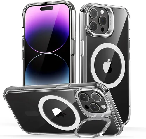 ESR Funda para iPhone 14 Pro Max, Compatible con MagSafe, Funda Transparente para Teléfono con Soporte Stash Integrado para iPhone 14 Pro Max,