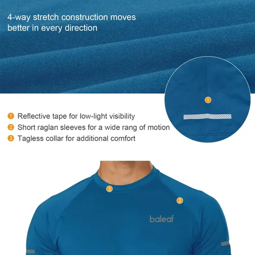 Miniatura 3 de baleaf Camisetas deportivas de manga corta para hombre de secado rápido