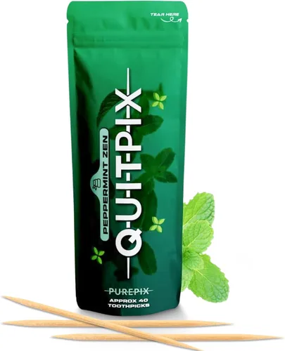 Miniatura 10 de QuitPix - Palillos de dientes con sabor prémium con infusión para ayudar a dejar de fumar, sin nicotina, sin OMG, Kosher Vegan Cool Mentol 40 Cool