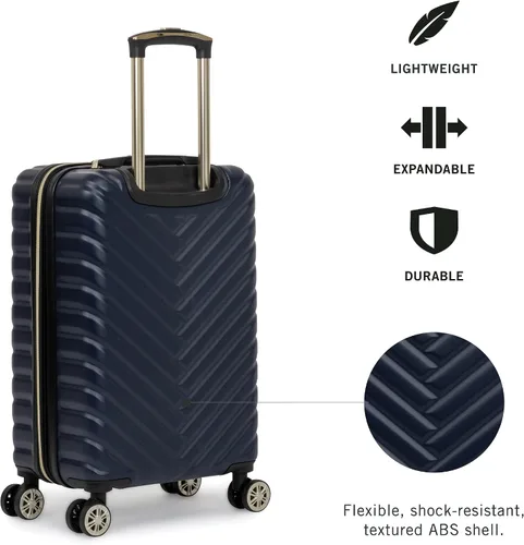 Miniatura 2 de Kenneth Cole REACTION Madison Square - Equipaje rígido expandible con estilo de Chevron para mujer, Azul marinoflor y brillo, 20-Inch Carry On