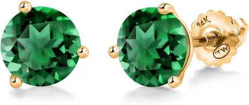 Miniatura 170 de Gem Stone King Aretes de Martini de oro amarillo de 14 quilates Aretes de tuerca de 3 puntas para mujeres y hombres Redondos de 0.236 pulgadas