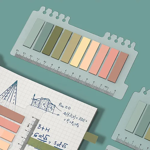 Miniatura 6 de Morandi - 1200 pestañas adhesivas de anotación adhesivas, pestañas adhesivas para escribir y translúcidas con regla para marcar notas de página