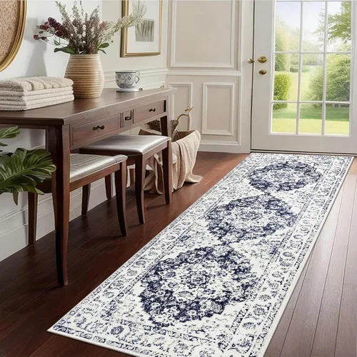 Miniatura 34 de Pauwer Alfombra vintage de flores 2 x 3 pulgadas, estilo envejecido, antideslizante, de pelo bajo, tapete para entrada, interior, pequeña, retro