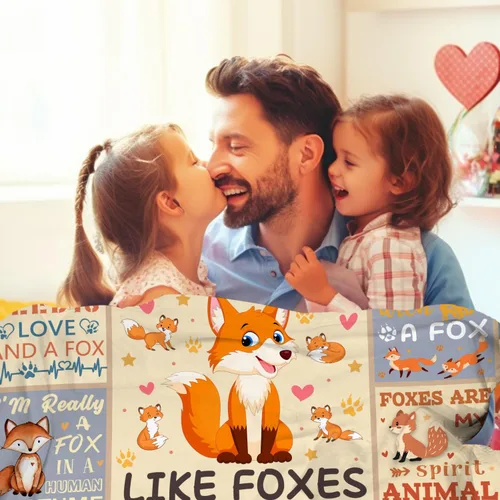 Miniatura 4 de Manta de Zorro Regalos para Niñas y Niños, Cosas de Animales Zorros Lindos Mantas de Tiro, Regalos Divertidos con Temática de Zorro para Mujeres