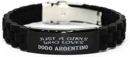 Dogo Argentino Bracelet Who Loves Black Glidelock Clasp Bracelet Gifts Dogo Argentino Jewelry Charm for Women Girls Dogo Argentino Lover Jewelry I