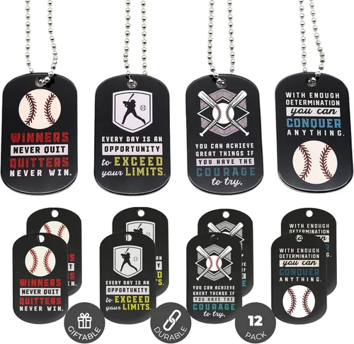 Inkstone Collares de béisbol con etiqueta de perro | Motivacional Be The Game Changer | Paquete de 12 | Regalo alentador para estudiantes, equipos,