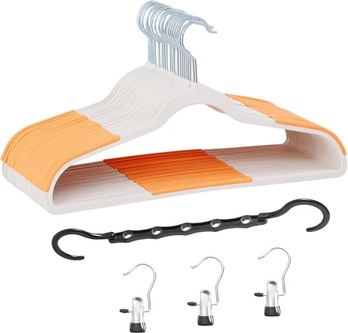 VECELO Paquete de 25 perchas de ropa, colgador de plástico antideslizante, gancho giratorio de 360° y ahorro de espacio para armario de dormitorio,