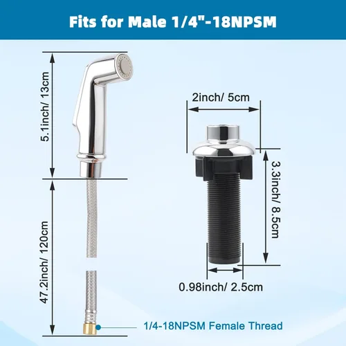 Miniatura 2 de iFealClear Pulverizador lateral universal de cocina compatible con grifo Moen, reemplazo del rociador de grifo de fregadero de cocina con conector