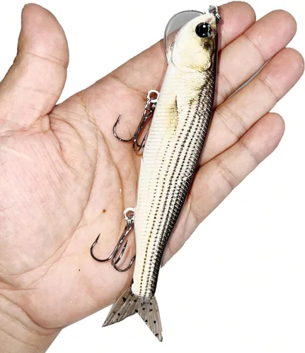Miniatura 7 de Topwater - Señuelo de pesca artificial Bionic Wobbler, 5.5 pulgadas/1.02 onzas, simulación de hundimiento lento, cebo duro multiarticulado