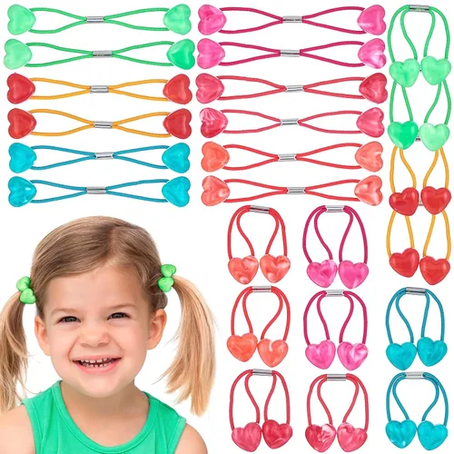 Miniatura 17 de 16 piezas Coletas Bolas de 24MM (0.94 in) Elásticos para Cabello Colección Bolas de Coleta de Colores Brillantes Para Niñas y Niños Pequeños Liso