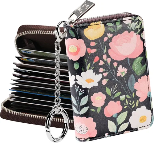 Miniatura 12 de FurArt Cartera con Cremallera para Mujeres, Cartera con Bloqueo RFID para Tarjetas de Crédito, Portador de Tarjetas de Presentación, Cartera Llavero