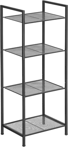SONGMICS Estante de almacenamiento de 4 niveles, estante de baño, soporte extensible para plantas con estante ajustable, para baño, sala de estar,