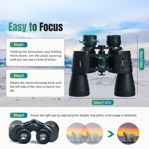 Miniatura 4 de Binoculares de alta potencia de 30 x 50 para adultos, binoculares compactos impermeables con visión de poca luz para observación de aves, caza