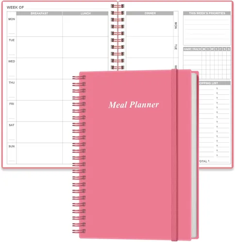 Miniatura 11 de Agenda semanal de comidas, diario A5 semanal y diario de preparación de comidas con listas de compras y comestibles para planificación de menús, Azul