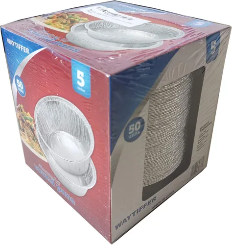 Miniatura 5 de Waytiffer Paquete de 50 moldes para tartas de 5 pulgadas, mini latas para tartas de papel de aluminio desechables resistentes, moldes para hornear