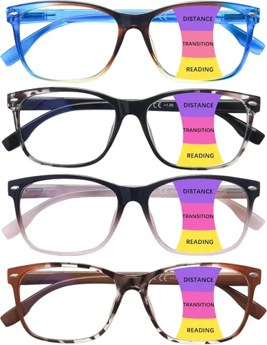 Miniatura 11 de Anteojos de lectura progresivos multienfoque para mujer, estampado de patrón de bloque de luz azul, elegantes lectores de computadora para mujer