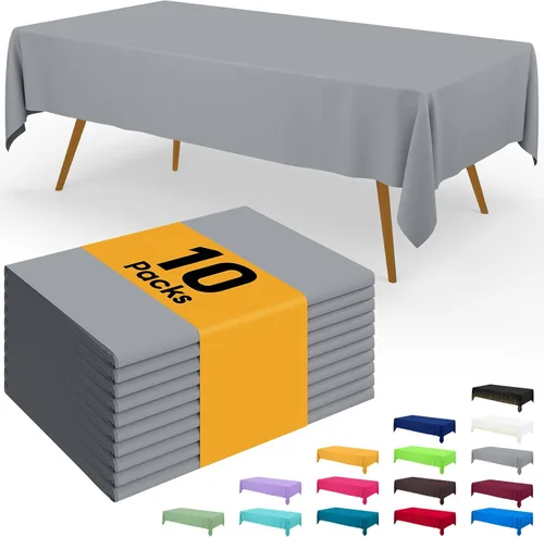 Miniatura 40 de Smiry - Juego de 6 manteles desechables, 54 x 78 pulgadas, manteles impermeables rectangulares para fiestas, cubierta de mesa de plástico