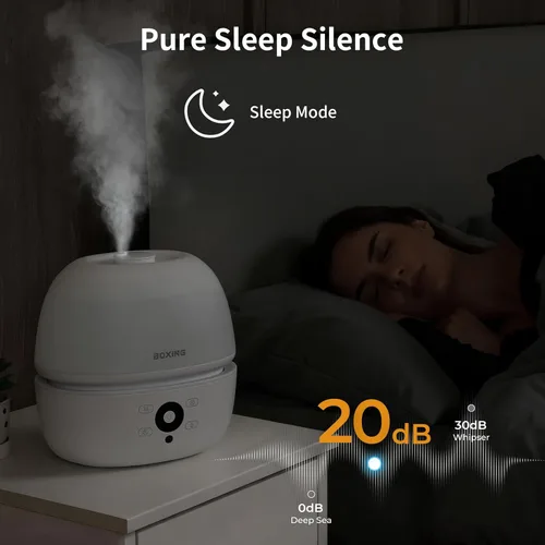 Miniatura 5 de BOXING - Humidificadores de llenado superior para dormitorio para bebé con control remoto fácil, humidificador de aire de niebla fría de 20dB Luz