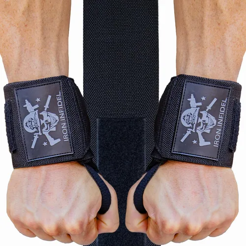 Miniatura 11 de Iron Infidel - Muñequeras para levantamiento de pesas - 18" y 24" de soporte pesado para entrenamiento, accesorios de gimnasio para hombres - Uso