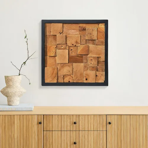 Miniatura 10 de Warmaxx Decoración de pared con marco de madera de teca rústica de 17 x 17 pulgadas, arte de pared estético para decoración de Navidad, hogar, sala