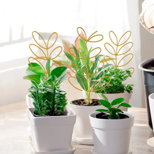 Miniatura 5 de 8 paquetes de enrejado de alambre de metal dorado para plantas en maceta, plantas trepadoras, amantes de las plantas de interior, Hoya, Pothos