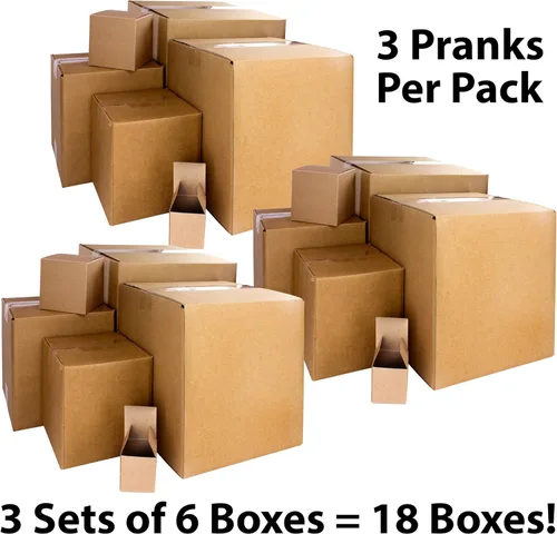 Miniatura 5 de Da el regalo de la frustración: broma de cajas en una caja. Incluye 3 juegos de 6 cajas de cartón anidables (2-12 pulgadas). Chiste divertido