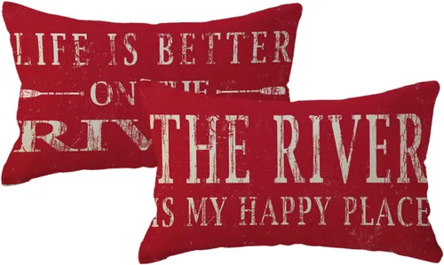 Miniatura 9 de Life is Better on The River - Juego de 2 fundas de almohada decorativas con temática de río negro, 12 x 20 pulgadas, para sofá