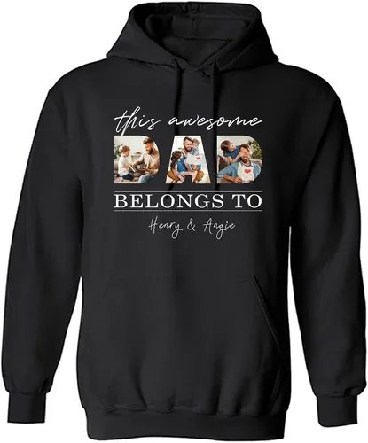 Miniatura 2 de Regalos para papá, regalos navideños personalizados para papá de hija e hijo, camisassudaderas personalizadas con fotos