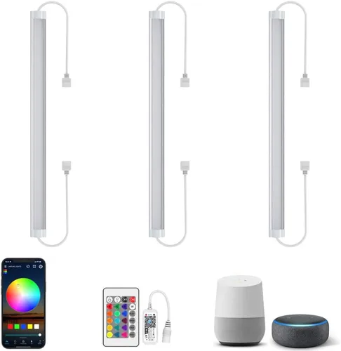 Iluminación debajo del gabinete, barra de luz RGB, luces LED regulables debajo de la encimera, control remoto, aplicación, control de voz compatible