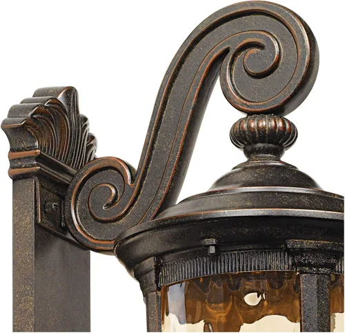 Miniatura 3 de John Timberland Bellagio - Lámpara de pared europea para exteriores rollo de bronce de 24 pulgadas decoración de vidrio martillado champán