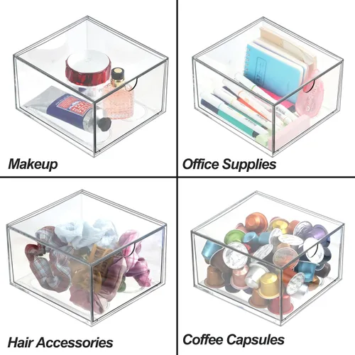 Miniatura 4 de Cajón transparente, caja árica, contenedor organizador de maquillaje, cajón de almacenamiento de 6.5 pulgadas para tocador de baño, soporte de hojas