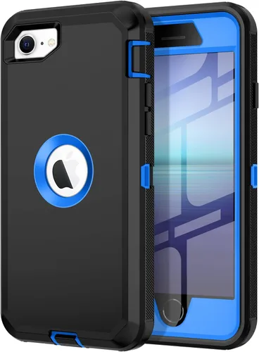 Miniatura 14 de I-HONVA - Carcasa protectora de 3 capas para iPhone SE 2020, protector de pantalla integrado, a prueba de golpes, polvo y caídas, resistente