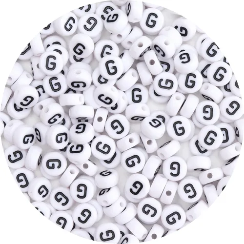 Miniatura 34 de 100 cuentas de letras – Cuentas redondas blancas del alfabeto acrílico de 0.16 x 0.27 pulgadas para hacer joyas, pulseras, collares y llaveros