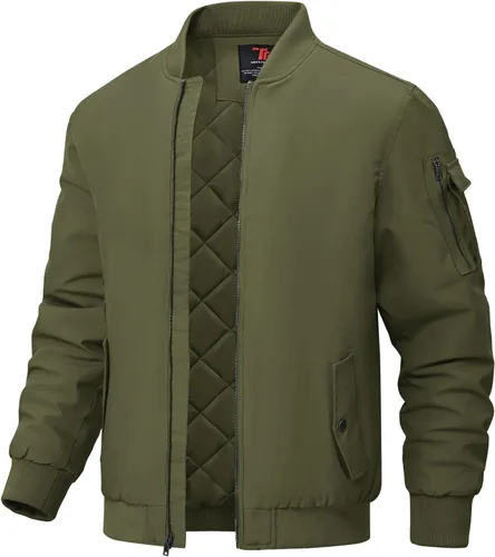 Miniatura 17 de BGOWATU - Chaqueta para hombre, impermeable, acolchada, tipo bomber, casual, para otoño e invierno, cálida y acolchada