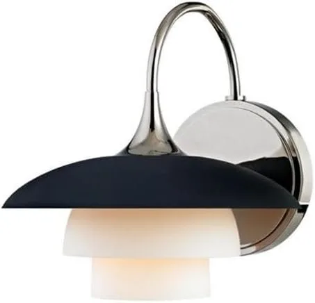 Hudson Valley Lighting 1011-PN Barron - Aplique de pared de una luz - 8 pulgadas de ancho por 8.25 pulgadas de alto, color acabado: níquel pulido
