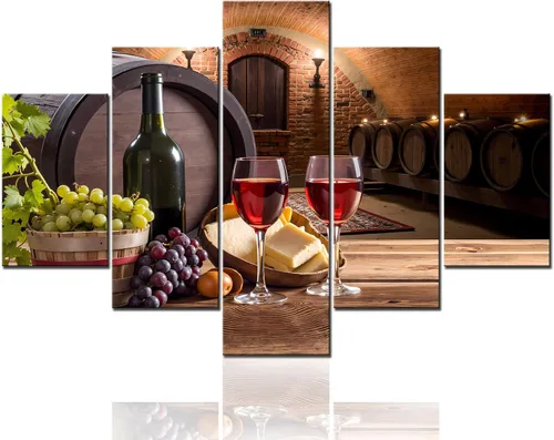 Miniatura 32 de TUMOVO - 5 cuadros de vino tinto con impresión de alta definición sobre lienzo.