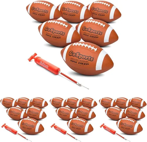 Miniatura 7 de GoSports Rubber Footballs - 6 Pack of Youth Size Balls with Pump & Carrying Bag